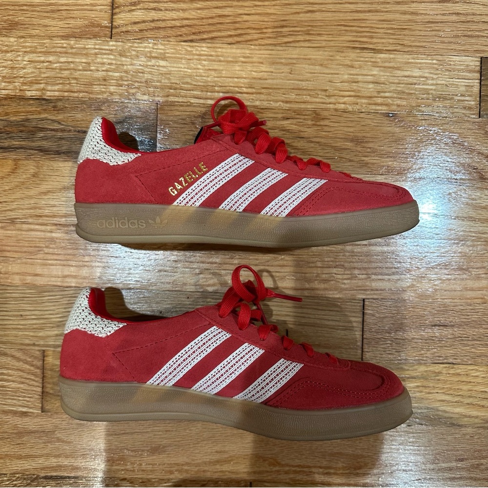 Adidas Gazelle Indoor Red and White Womens Sneakers size US 5 UK 3.5